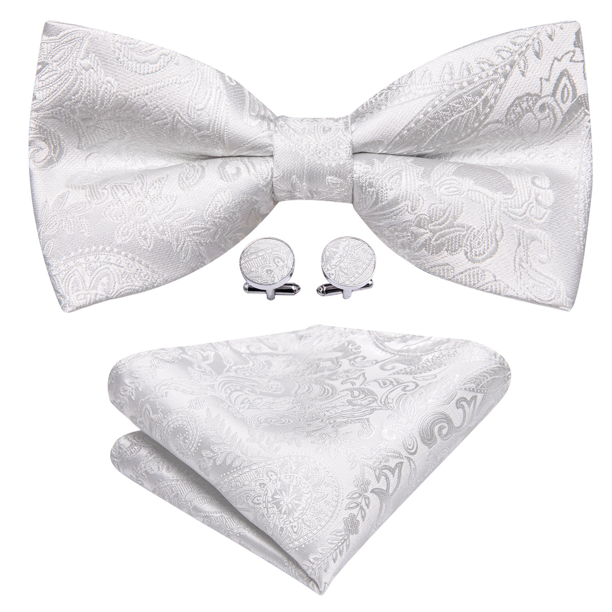 White Paisley Bow Tie Set bow ties - Sophisticated Gentlemen