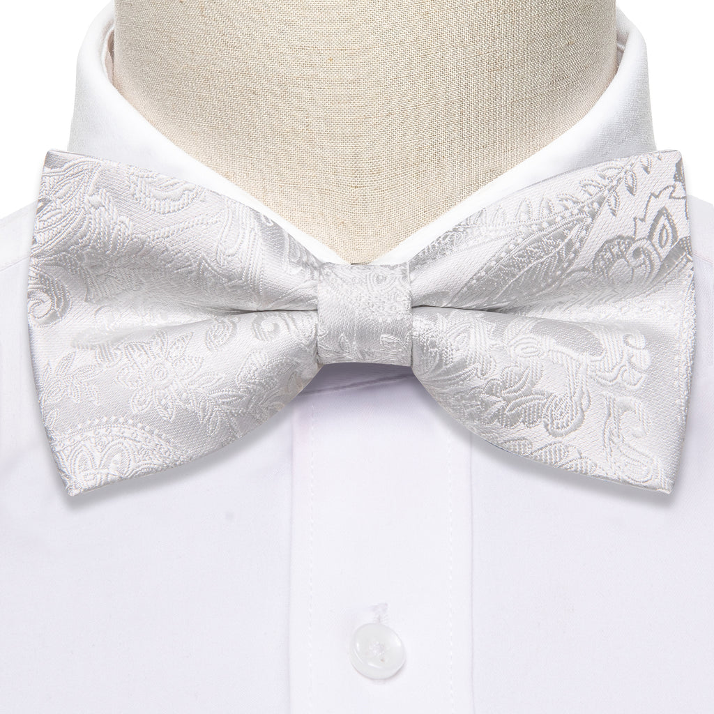 White Paisley Bow Tie Set bow ties - Sophisticated Gentlemen