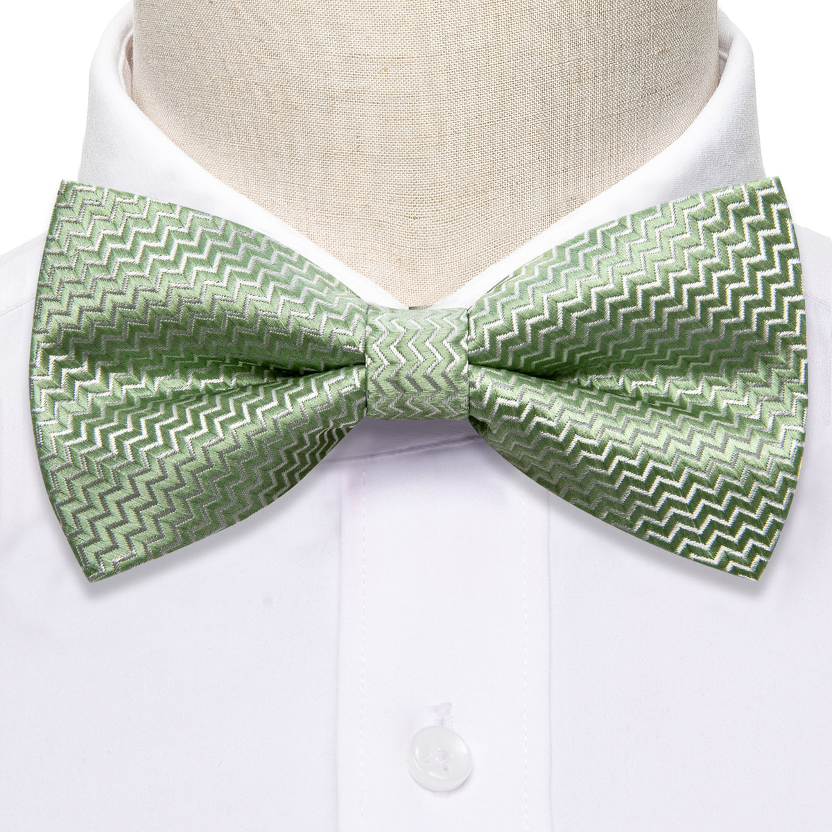 Green Curve Silk Bow Tie Set bow ties - Sophisticated Gentlemen