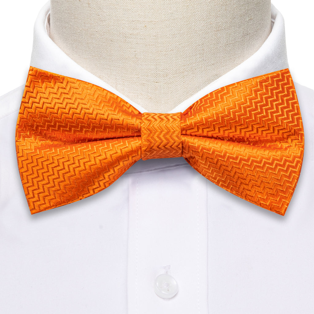 Orange Curve Silk Bow Tie Set bow ties - Sophisticated Gentlemen