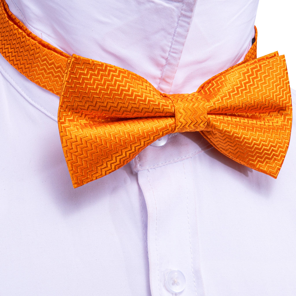 Orange Curve Silk Bow Tie Set bow ties - Sophisticated Gentlemen
