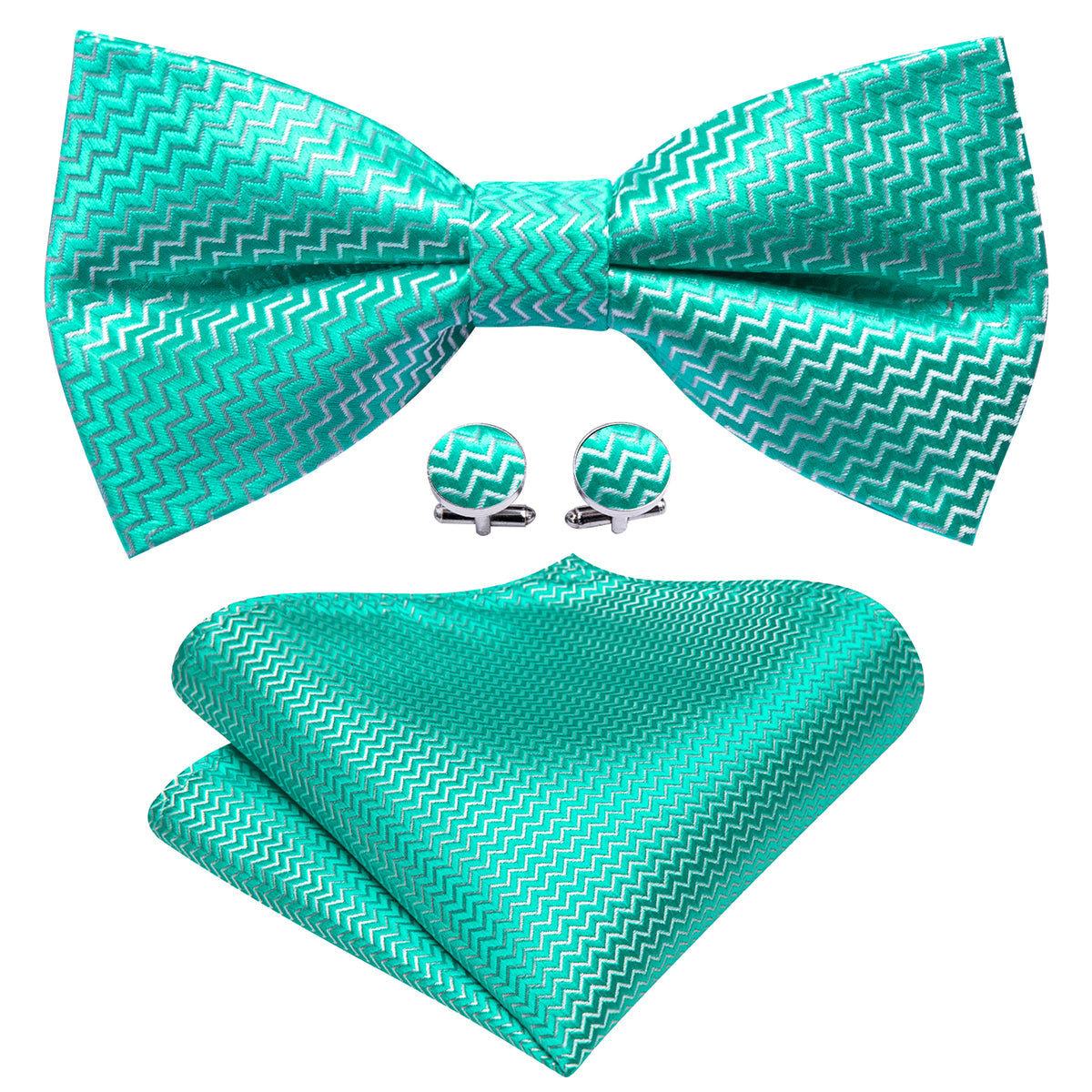 Teal Green Aqua Curve Bow Tie Set bow ties - Sophisticated Gentlemen