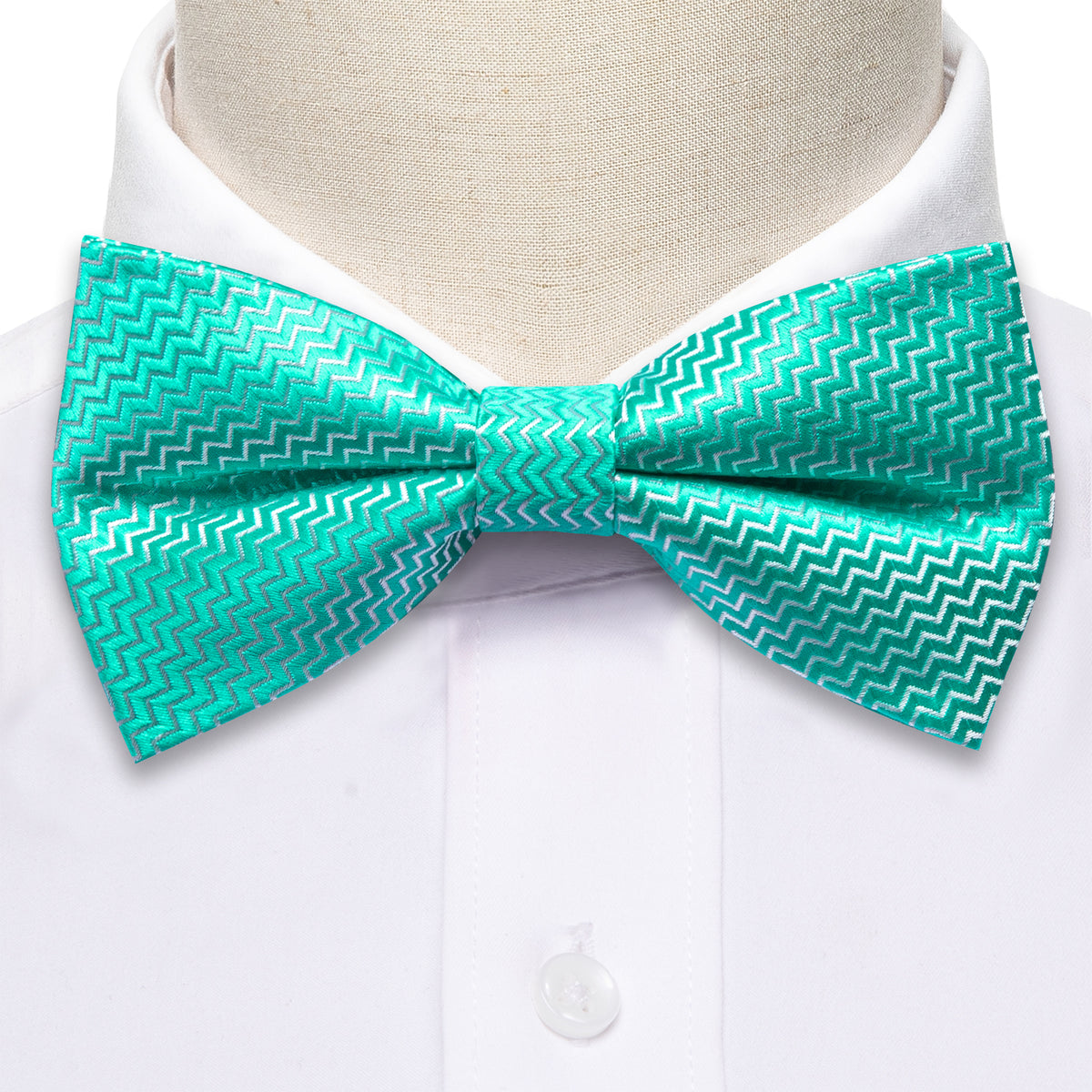 Teal Green Aqua Curve Bow Tie Set bow ties - Sophisticated Gentlemen