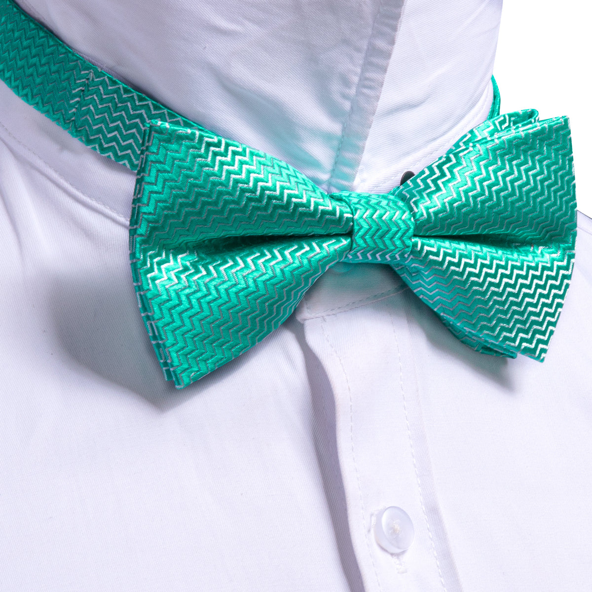 Teal Green Aqua Curve Bow Tie Set bow ties - Sophisticated Gentlemen