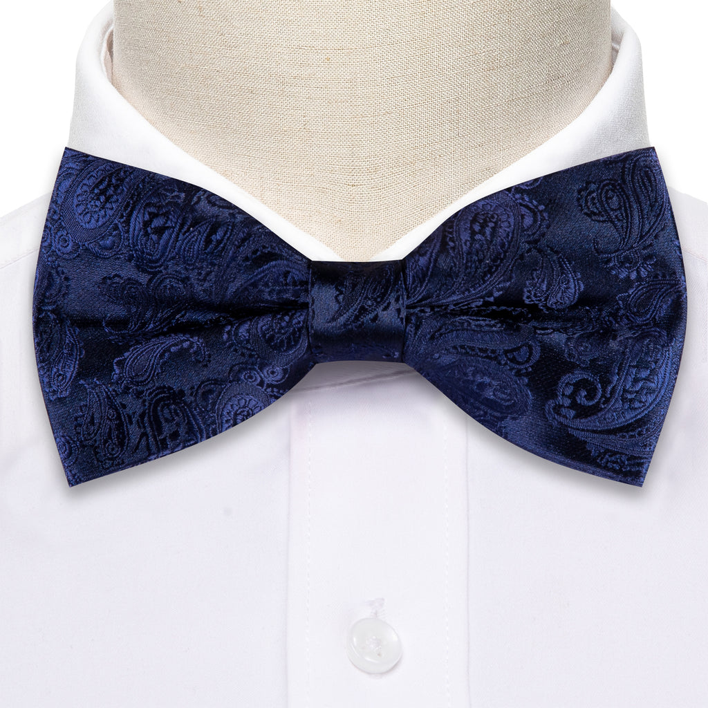 Salvia Blue Paisley Silk Bow Tie Set bow ties - Sophisticated Gentlemen