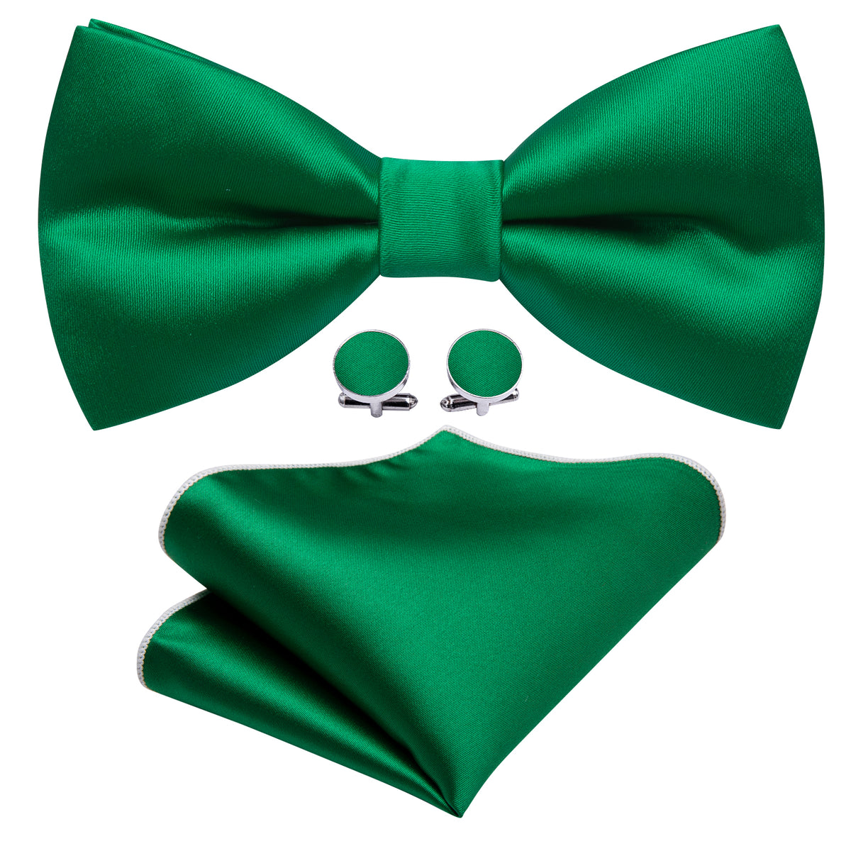 Grass Green Solid Silk Bow Tie Set bow ties - Sophisticated Gentlemen