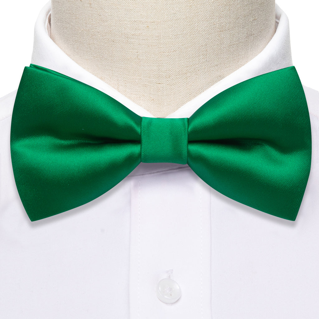 Grass Green Solid Silk Bow Tie Set bow ties - Sophisticated Gentlemen