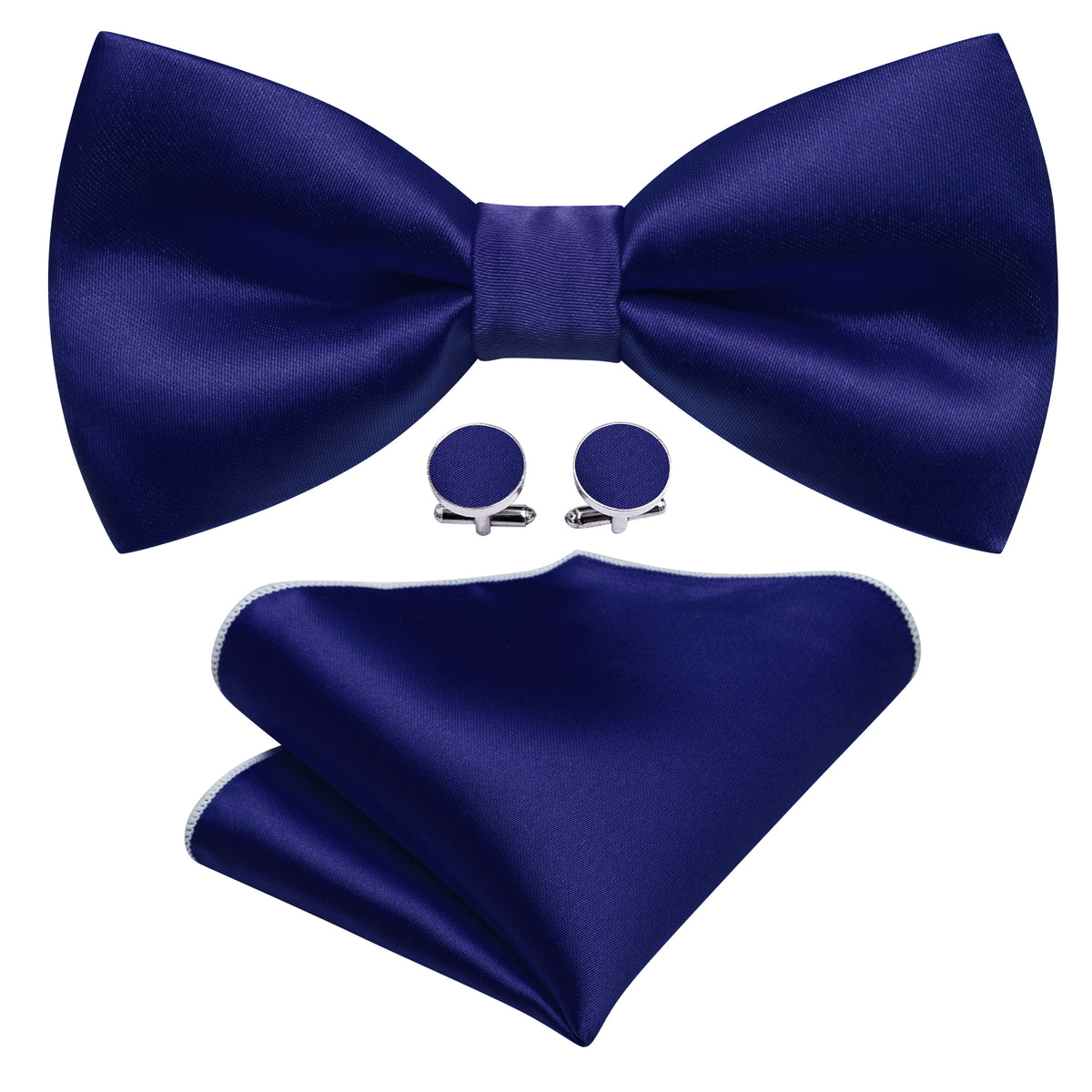 Cobalt Blue Solid Silk Bow Tie Set bow ties - Sophisticated Gentlemen