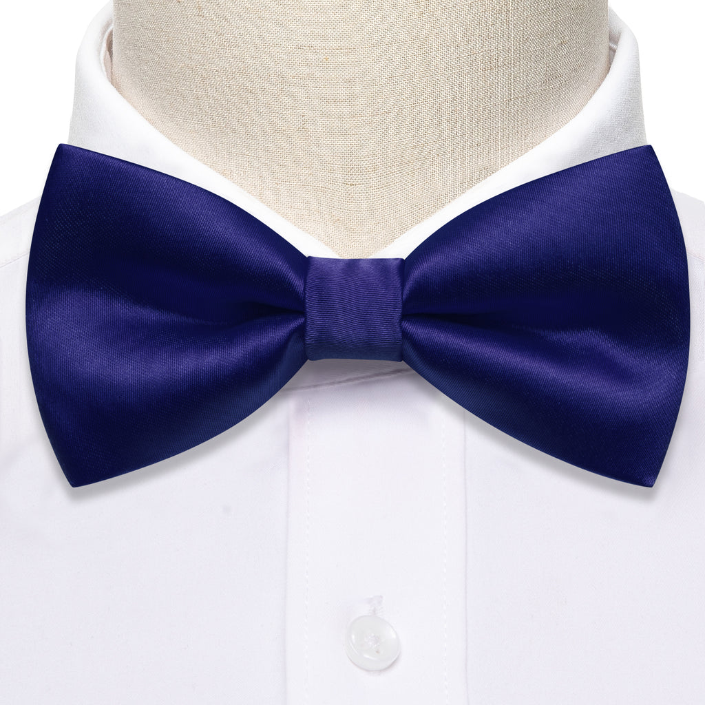 Cobalt Blue Solid Silk Bow Tie Set bow ties - Sophisticated Gentlemen