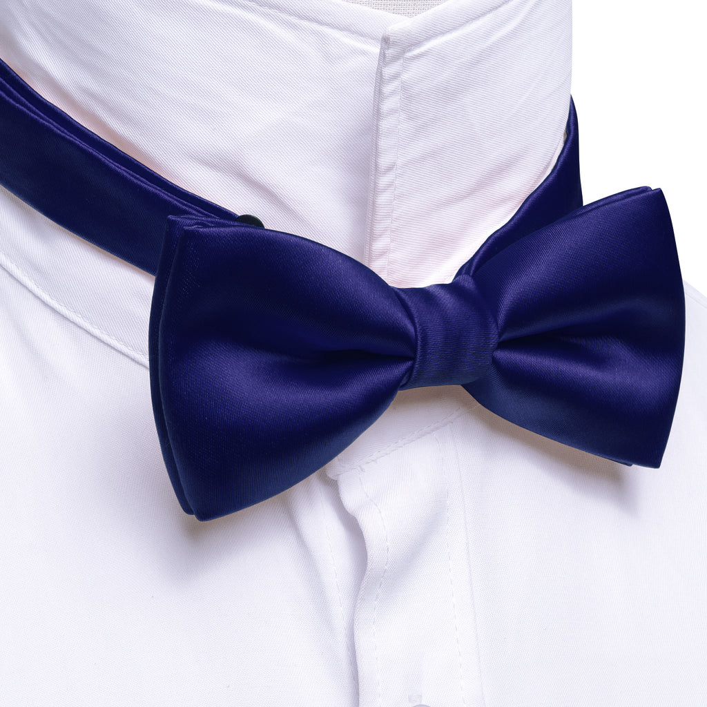 Cobalt Blue Solid Silk Bow Tie Set bow ties - Sophisticated Gentlemen