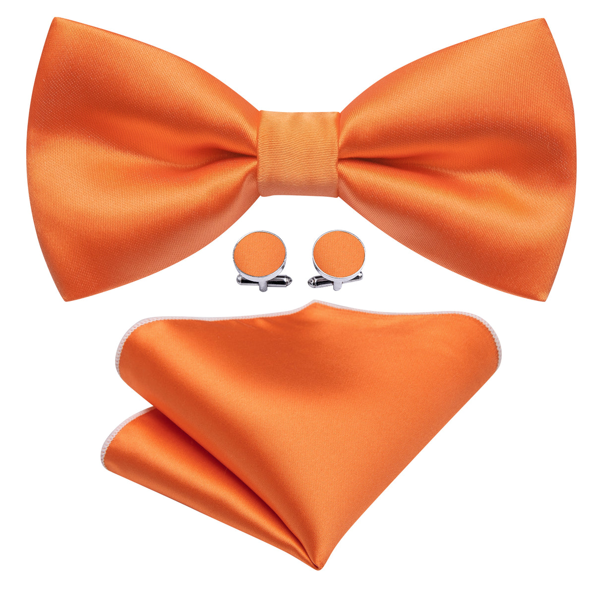 Orange Solid Silk Bow Tie Set bow ties - Sophisticated Gentlemen