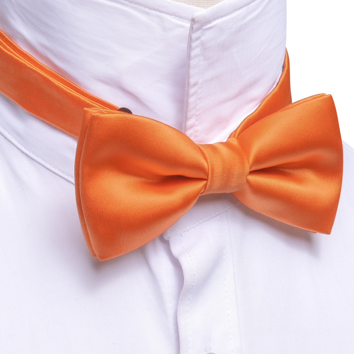 Orange Solid Silk Bow Tie Set bow ties - Sophisticated Gentlemen