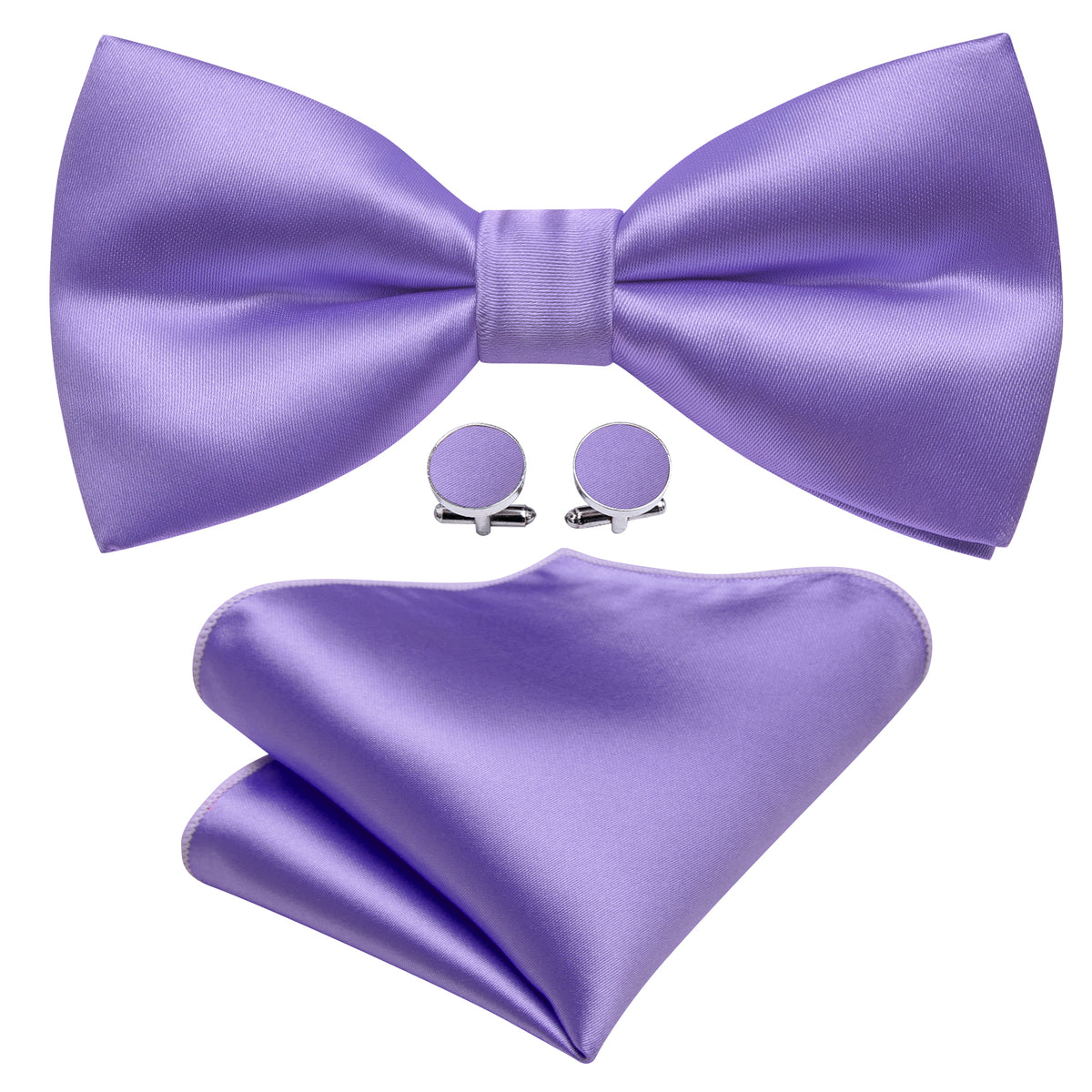 Purple Solid Silk Bow Tie Set bow ties - Sophisticated Gentlemen