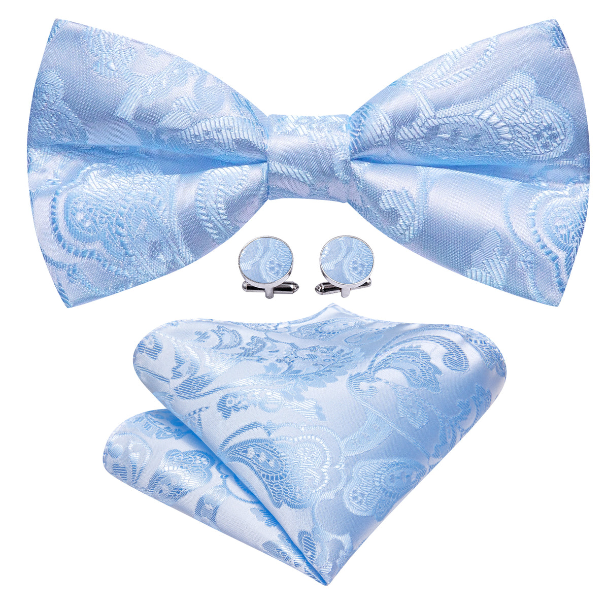Blue Paisley Silk Bow Tie Set bow ties - Sophisticated Gentlemen