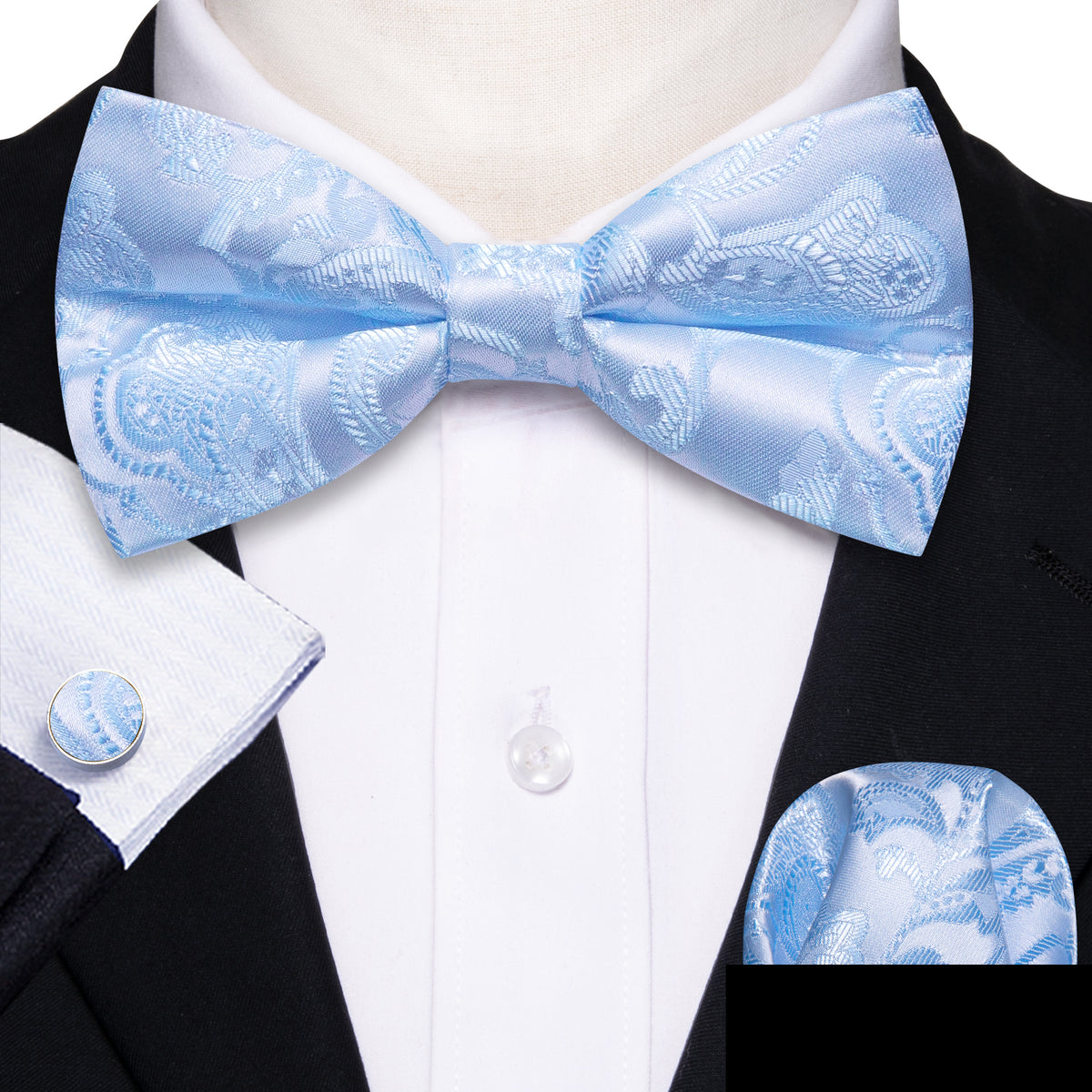 Blue Paisley Silk Bow Tie Set bow ties - Sophisticated Gentlemen