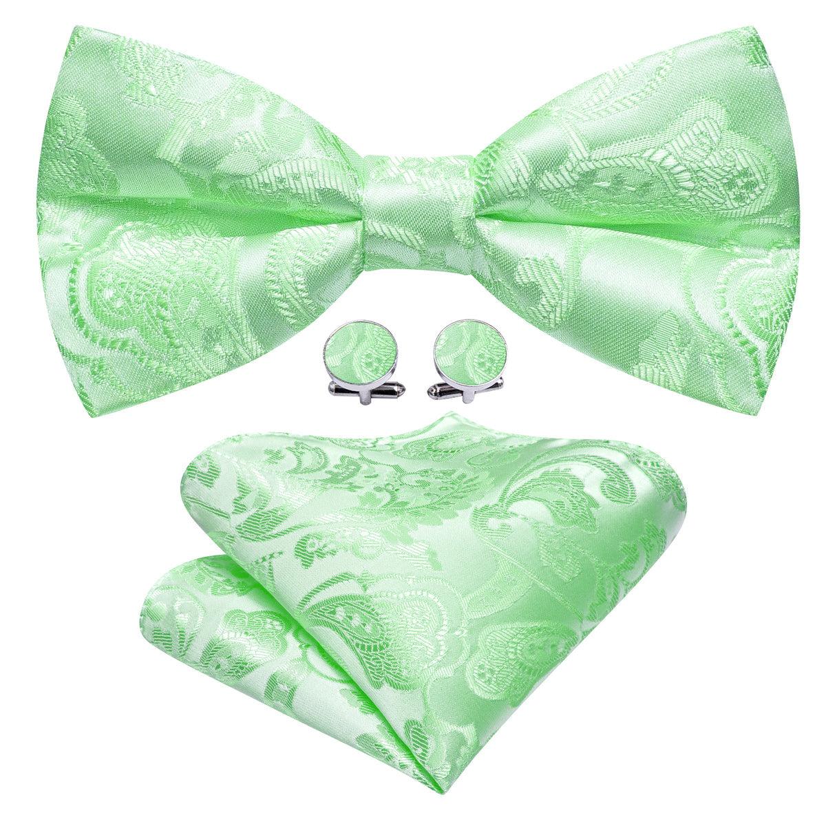 Turquoise Green Paisley Silk Bow Tie Set bow ties - Sophisticated Gentlemen