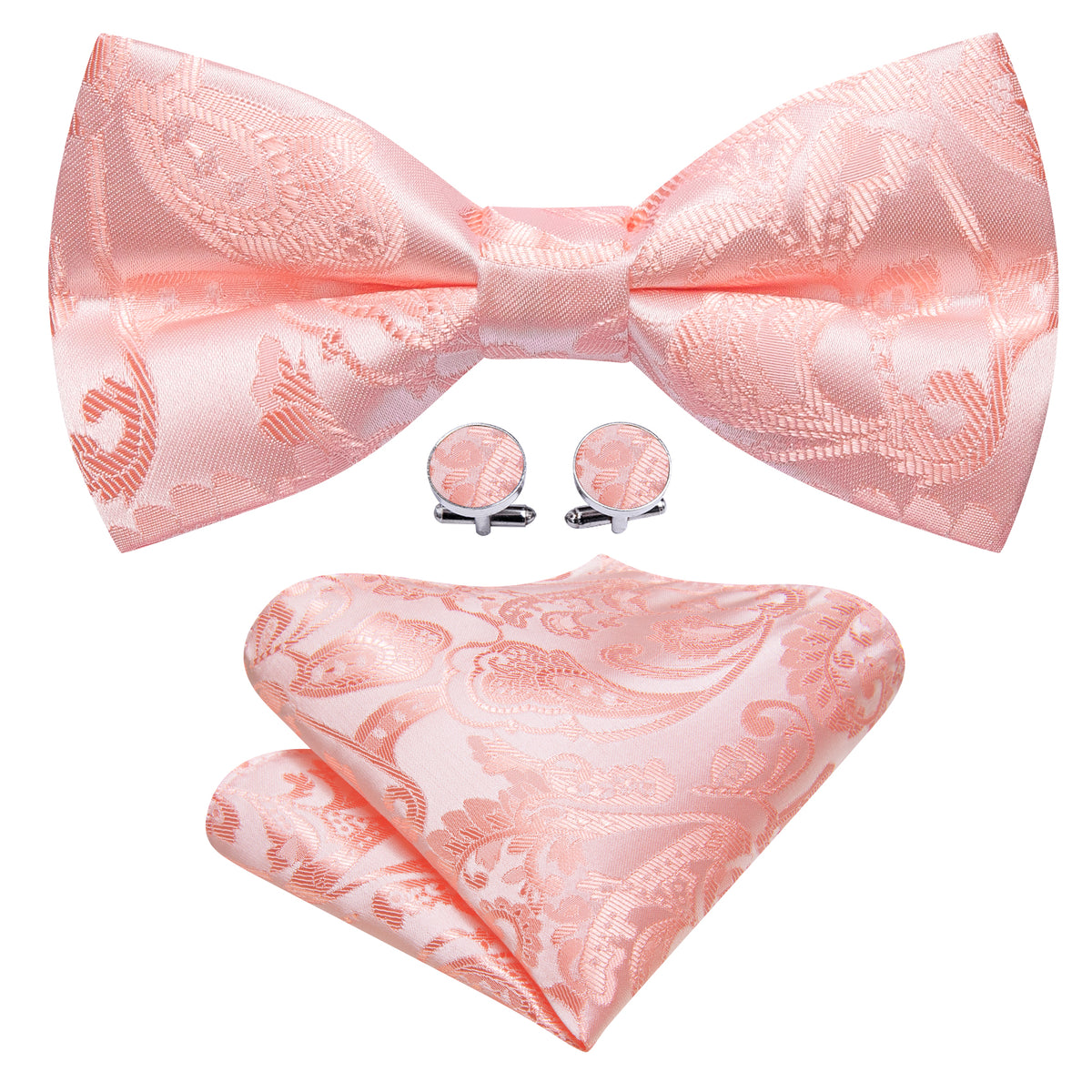 Pink Paisley Silk Bow Tie Set bow ties - Sophisticated Gentlemen