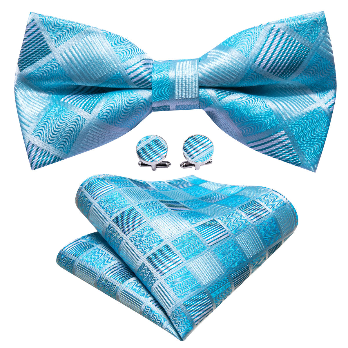 Blue Plaid Bow Tie Set bow ties - Sophisticated Gentlemen
