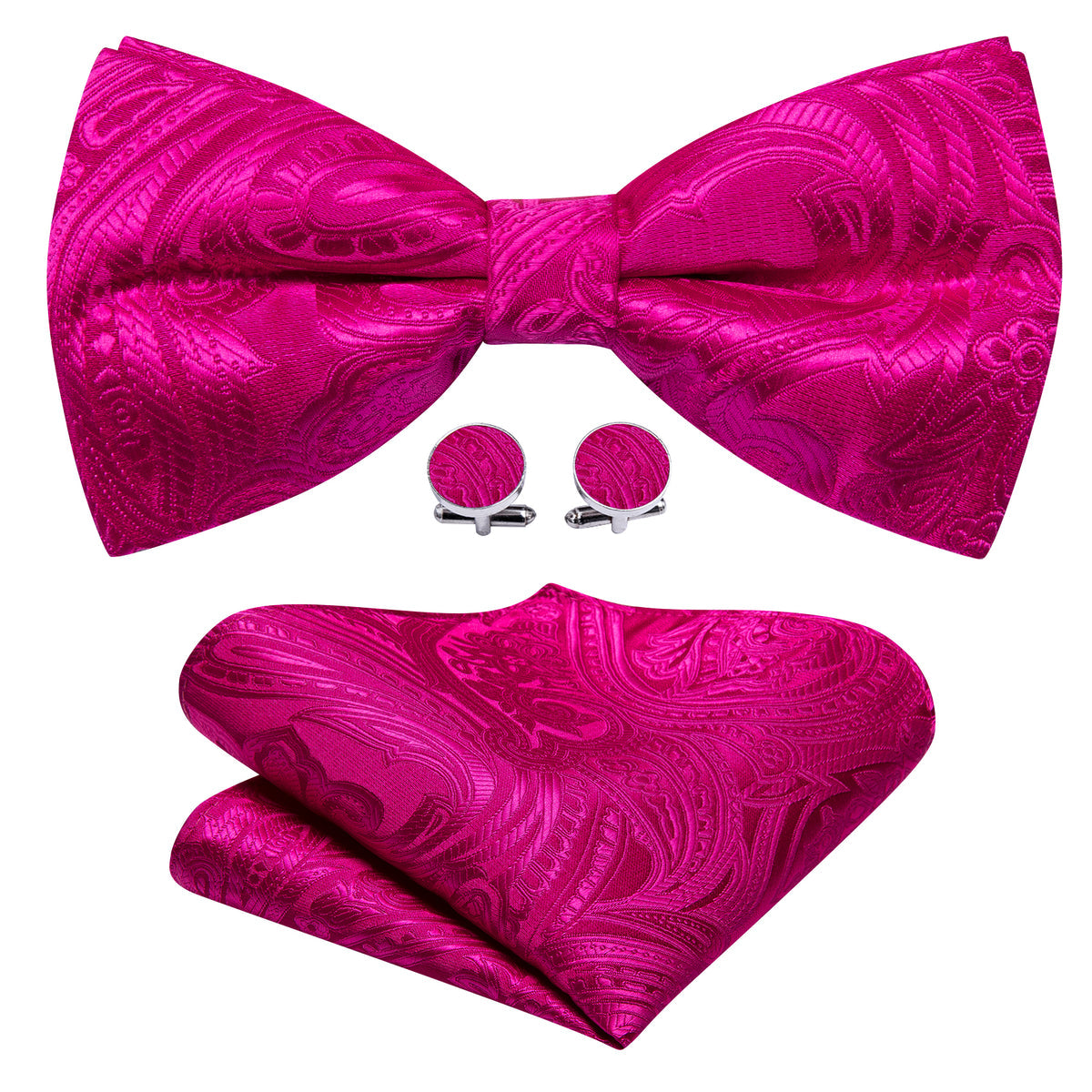 Rose Red Paisley Bow Tie Set bow ties - Sophisticated Gentlemen