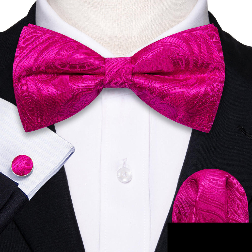 Rose Red Paisley Bow Tie Set bow ties - Sophisticated Gentlemen