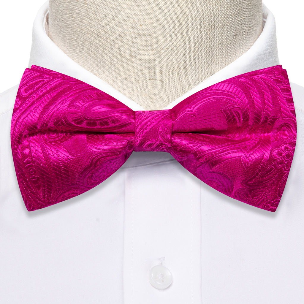 Rose Red Paisley Bow Tie Set bow ties - Sophisticated Gentlemen