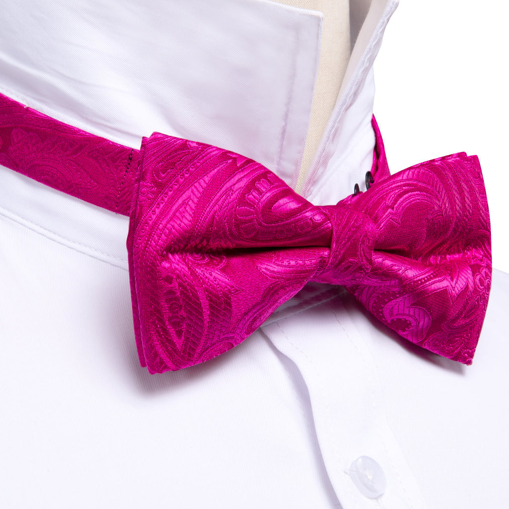 Rose Red Paisley Bow Tie Set bow ties - Sophisticated Gentlemen