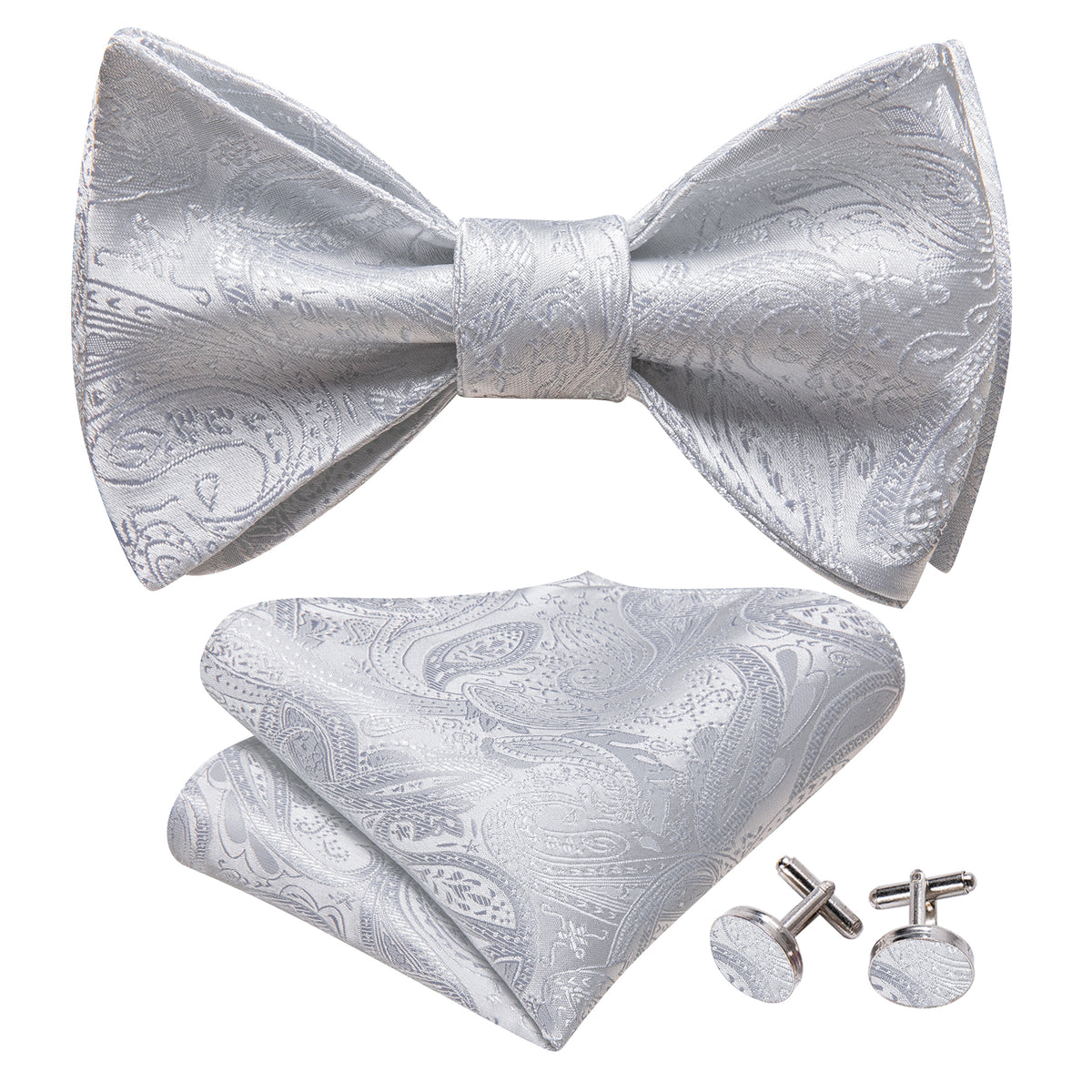 White Paisley Bow Tie Set bow ties - Sophisticated Gentlemen