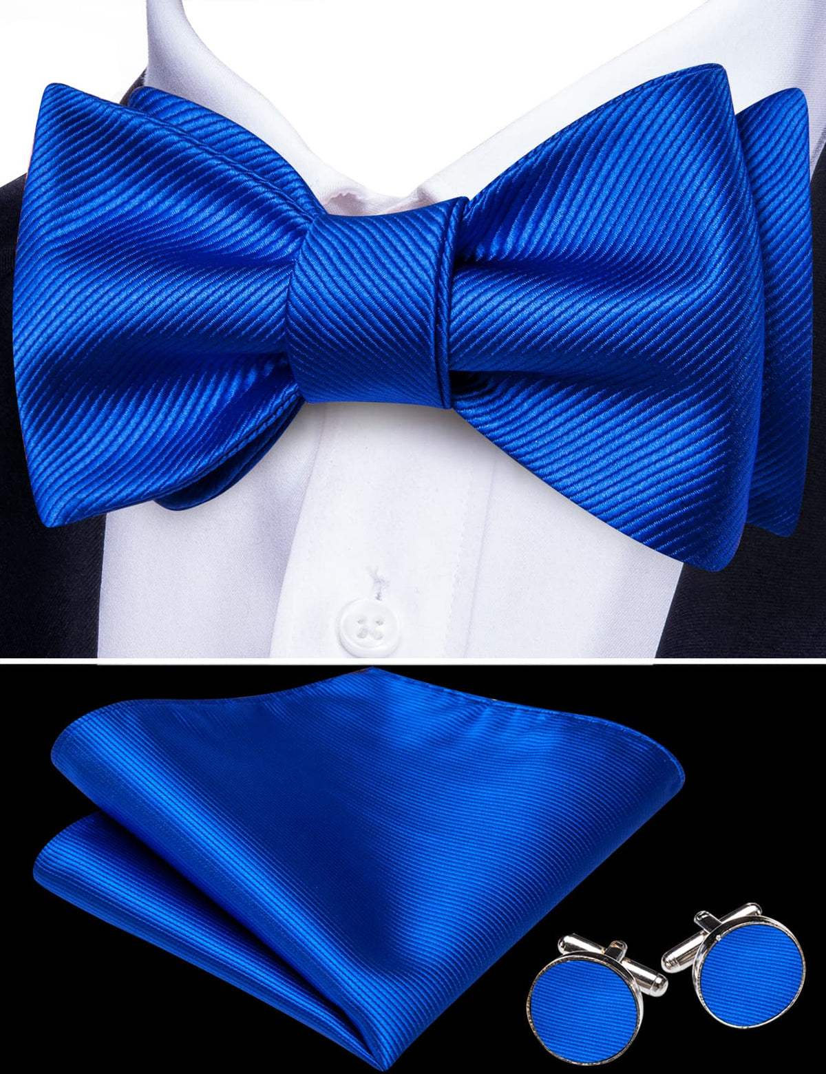 Blue Formal Wedding Bow Tie Set bow ties - Sophisticated Gentlemen