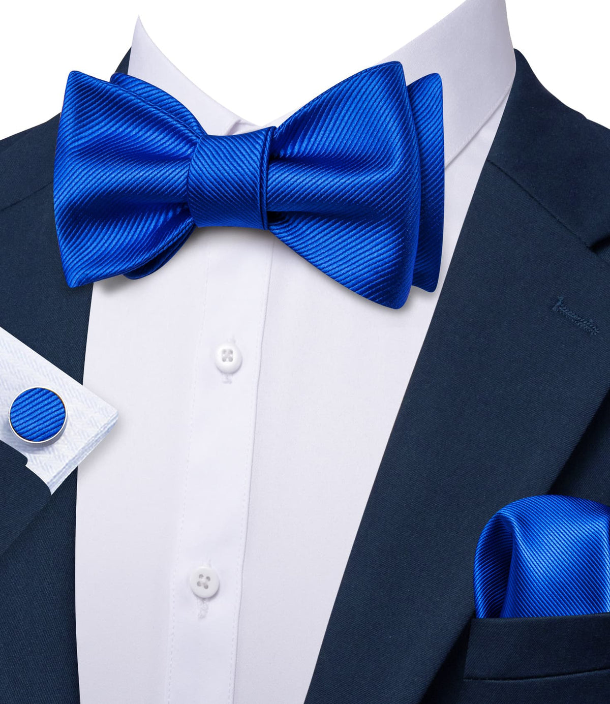 Blue Formal Wedding Bow Tie Set bow ties - Sophisticated Gentlemen