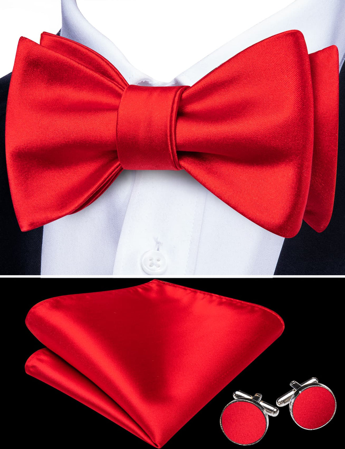 Crimson Red Bow Tie Set bow ties - Sophisticated Gentlemen