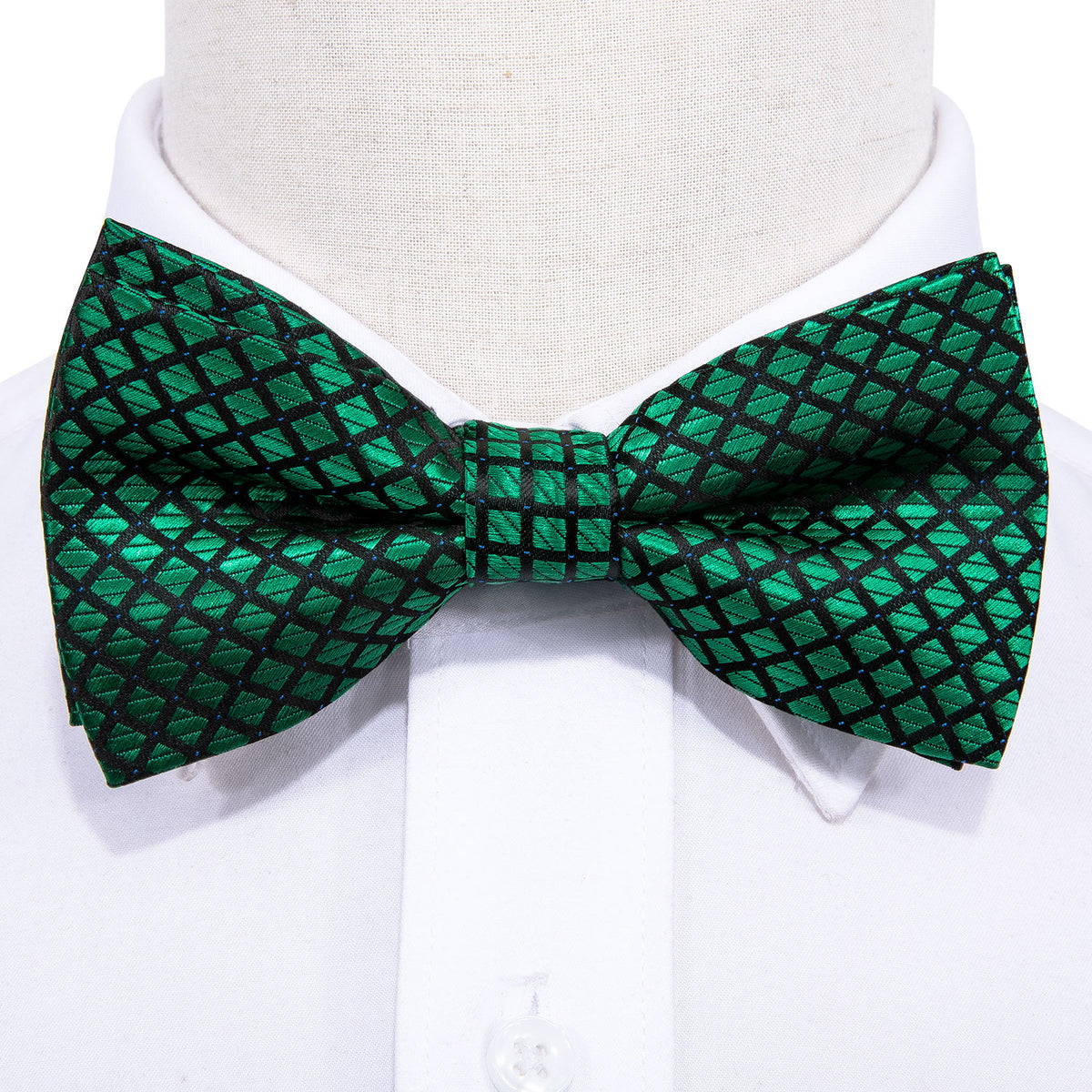 Green Plaid Bow Tie Set bow ties - Sophisticated Gentlemen