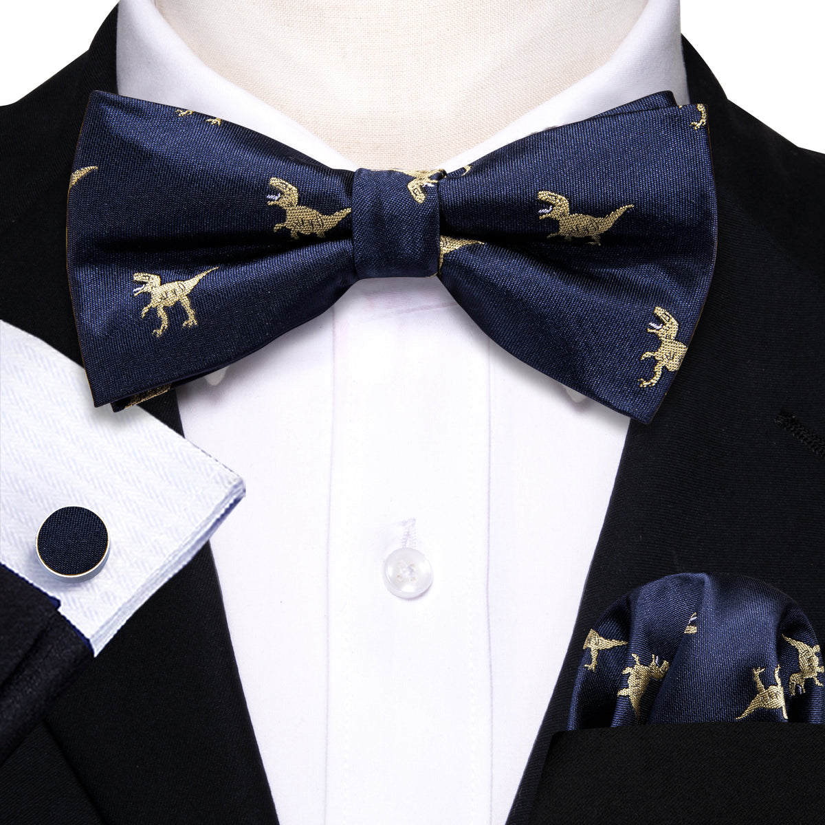 Blue Dinosaur Bow Tie Set bow ties - Sophisticated Gentlemen