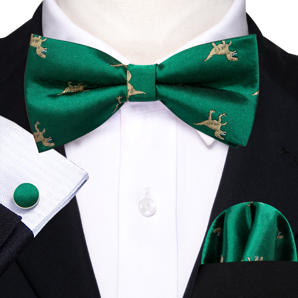 Green Dinosaur Bow Tie Set bow ties - Sophisticated Gentlemen