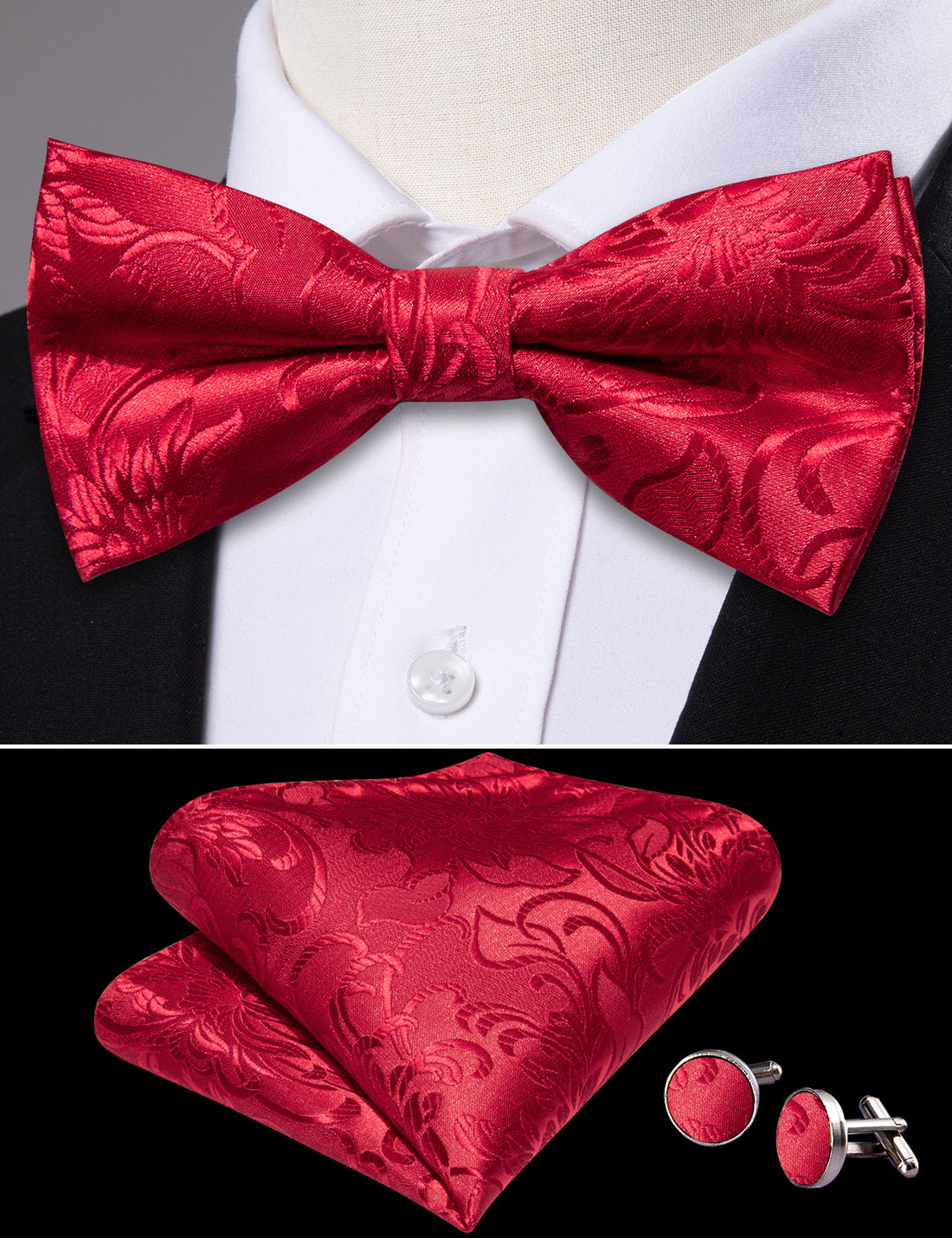 Red Paisley Bow Tie Set bow ties - Sophisticated Gentlemen