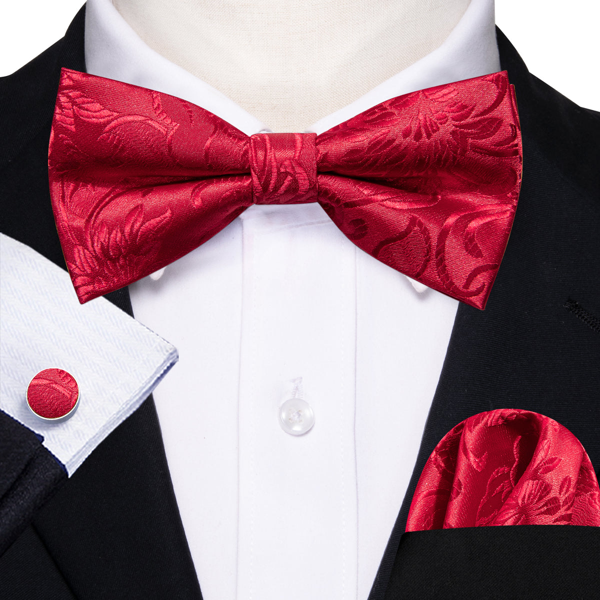 Red Paisley Bow Tie Set bow ties - Sophisticated Gentlemen