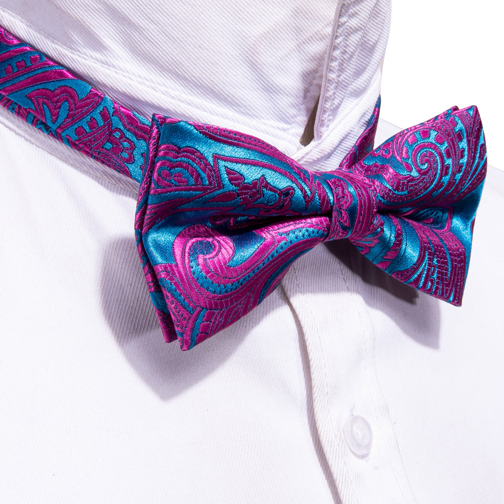 Purple Royal Blue Paisley Bow Tie Set bow ties - Sophisticated Gentlemen
