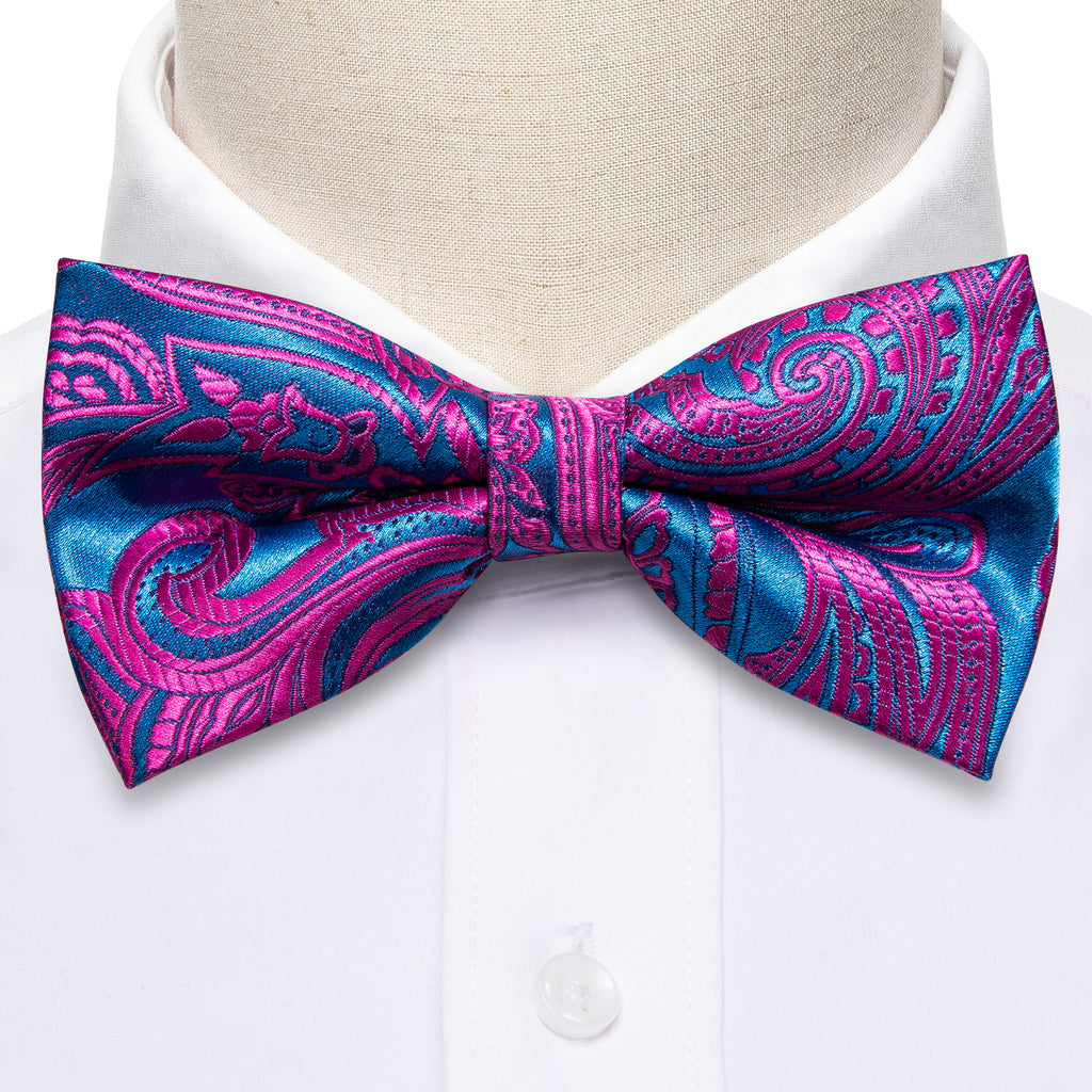 Purple Royal Blue Paisley Bow Tie Set bow ties - Sophisticated Gentlemen