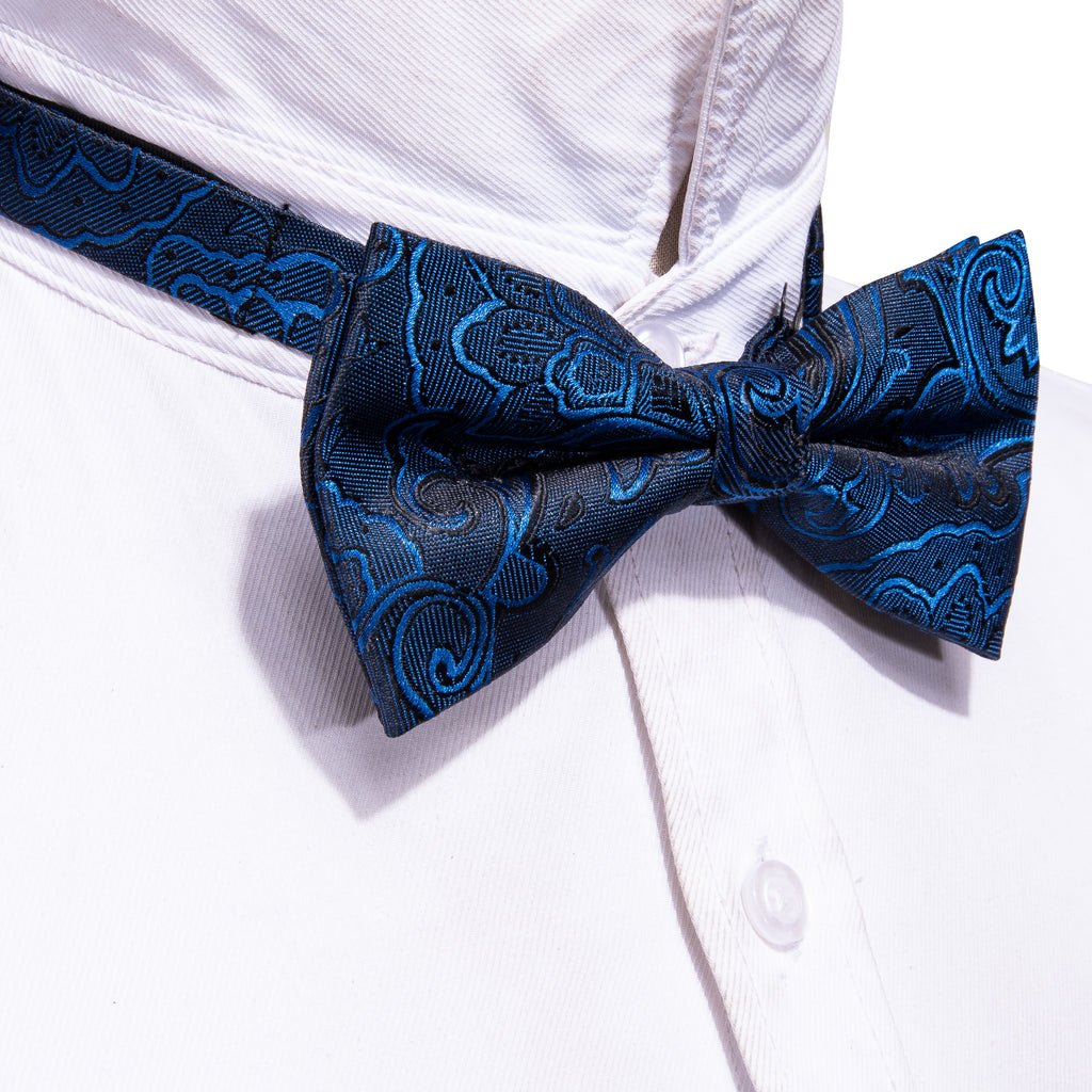 Blue Paisley Bow Tie Set bow ties - Sophisticated Gentlemen