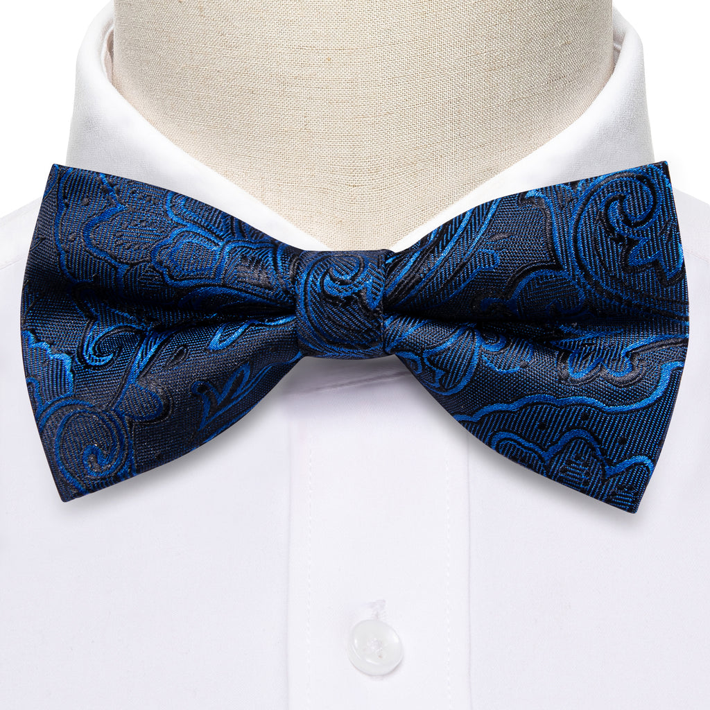 Blue Paisley Bow Tie Set bow ties - Sophisticated Gentlemen