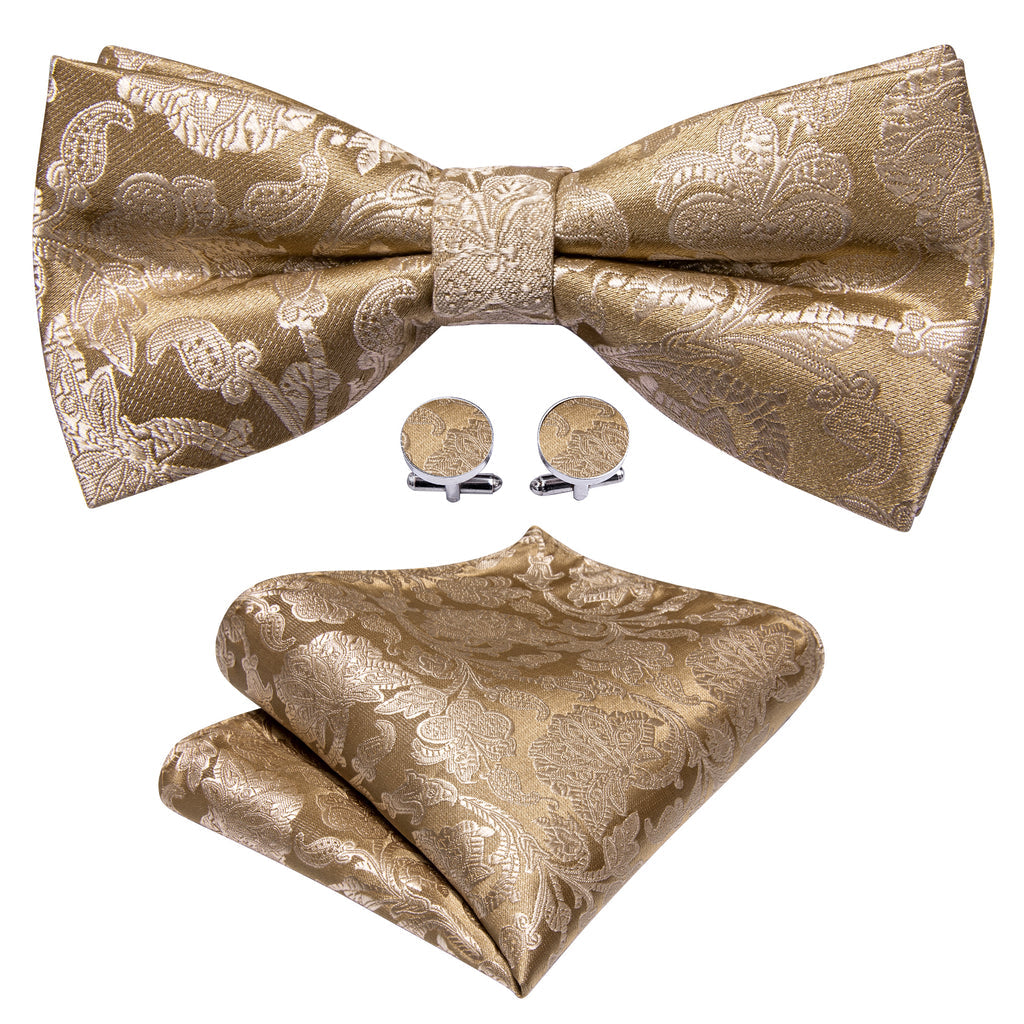 Gold Paisley Bow Tie Set bow ties - Sophisticated Gentlemen