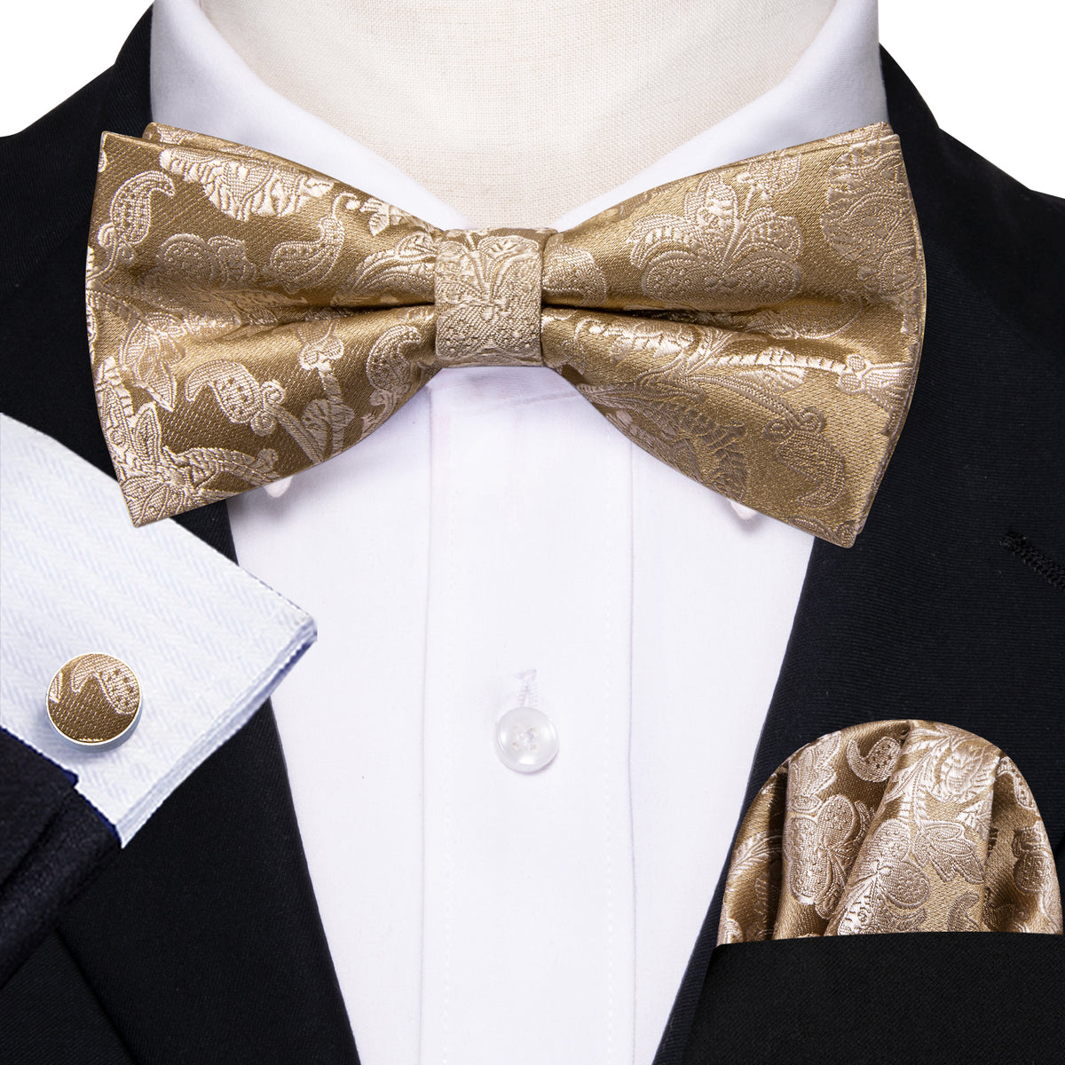 Gold Paisley Bow Tie Set bow ties - Sophisticated Gentlemen