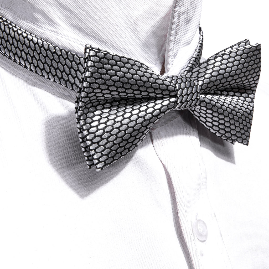 Gray Geometry Bow Tie Set bow ties - Sophisticated Gentlemen