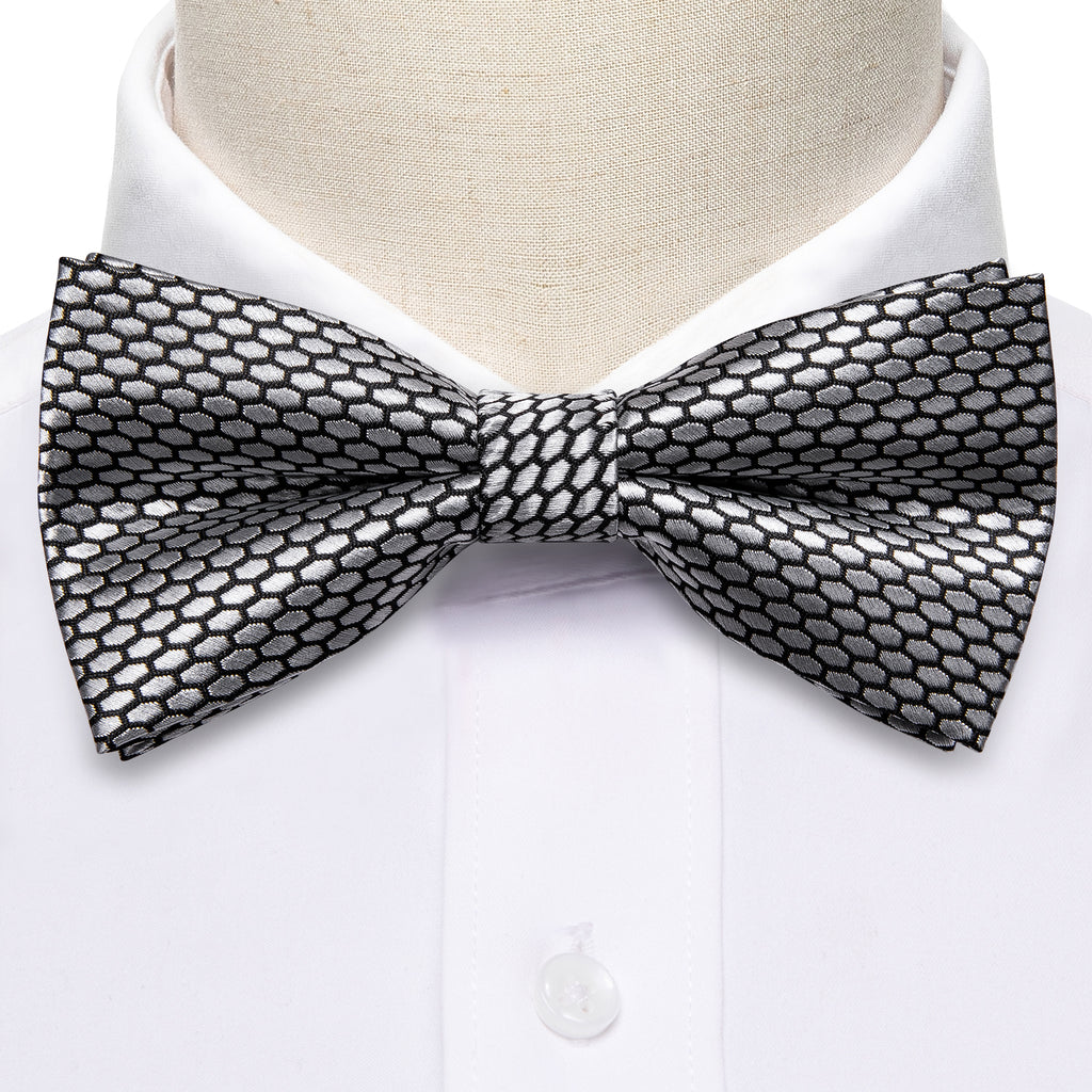 Gray Geometry Bow Tie Set bow ties - Sophisticated Gentlemen