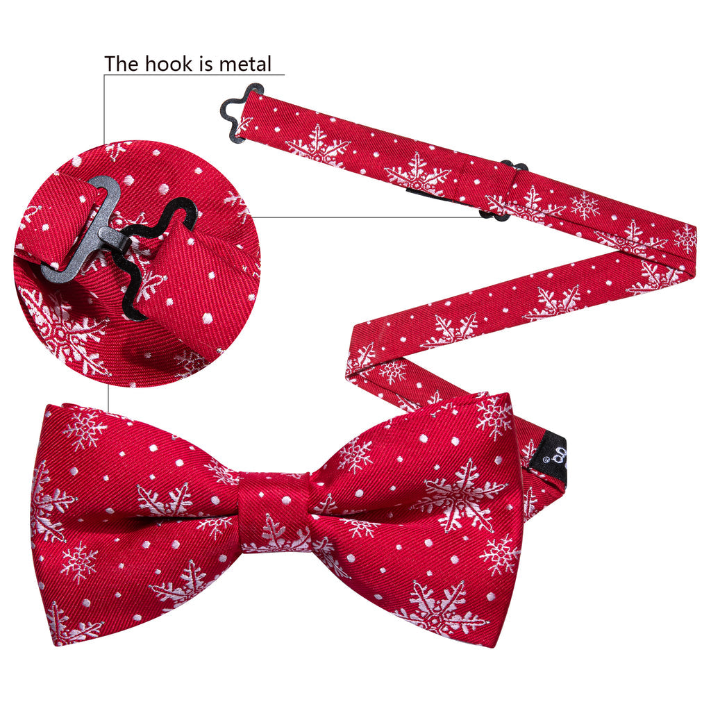 Red & White Christmas Snowflake Silk Bow Tie Set bow ties - Sophisticated Gentlemen