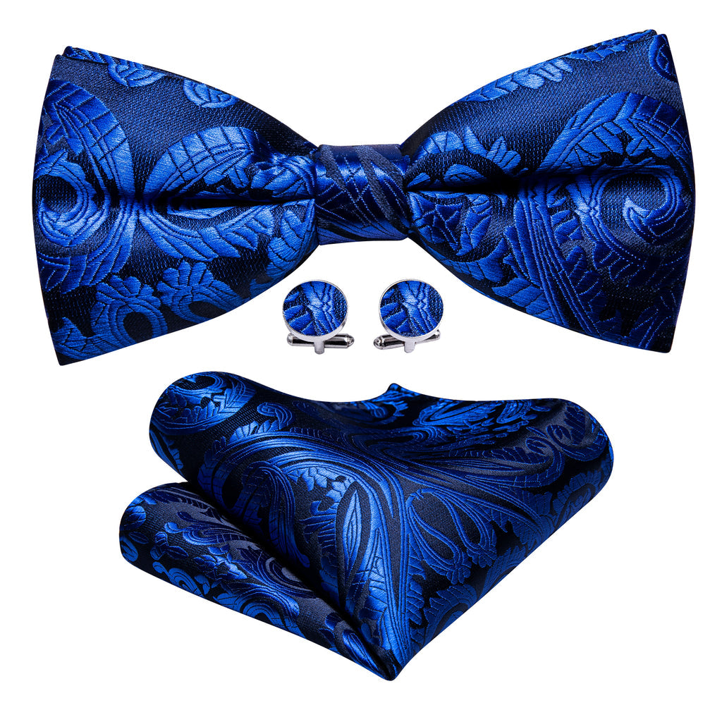 Blue Paisley Bow Tie Set bow ties - Sophisticated Gentlemen