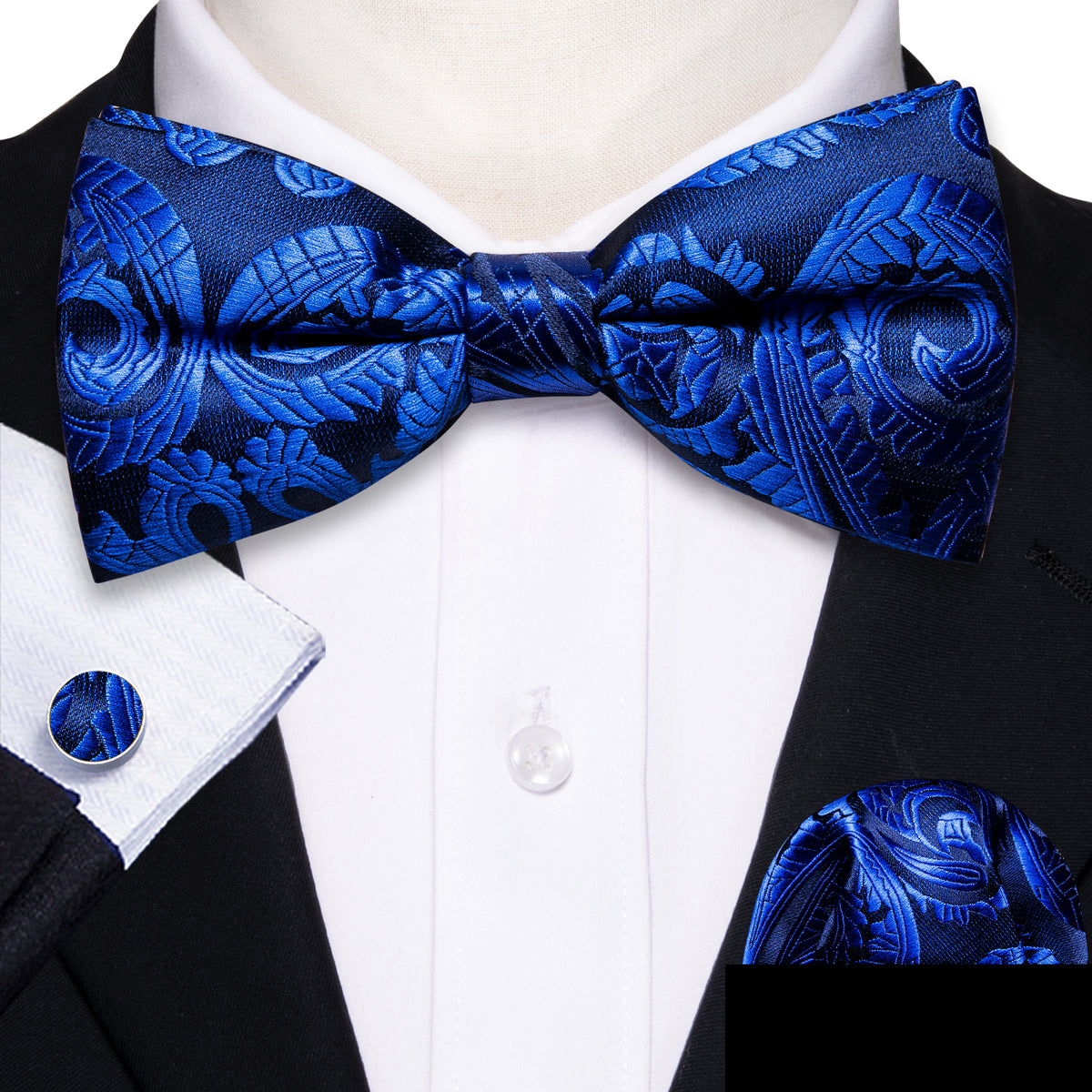 Blue Paisley Bow Tie Set bow ties - Sophisticated Gentlemen