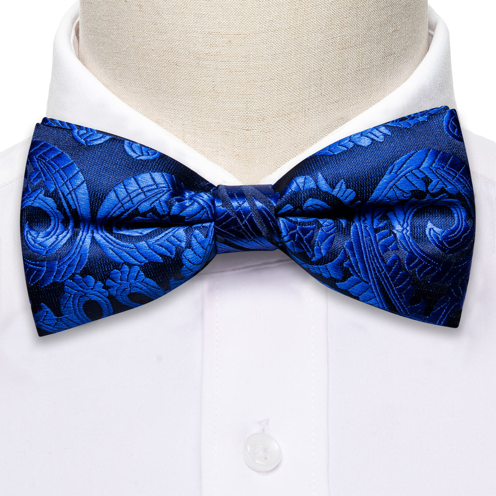 Blue Paisley Bow Tie Set bow ties - Sophisticated Gentlemen