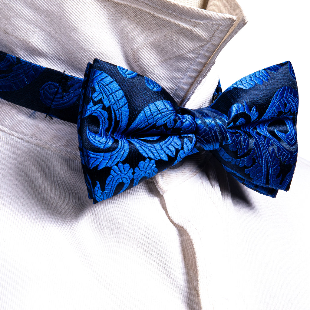 Blue Paisley Bow Tie Set bow ties - Sophisticated Gentlemen