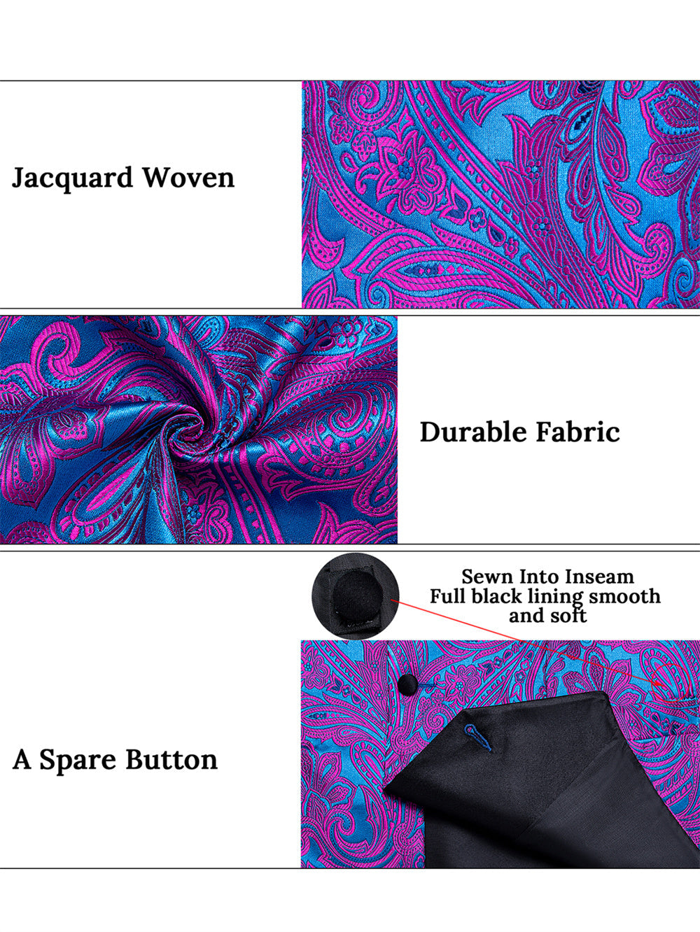 Turquoise & Fuchsia Paisley Silk Vest Set Vest set - Sophisticated Gentlemen