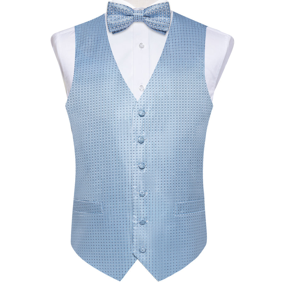 Arctic Blue Polka Dot Bow Tie Vest Set - 3 Piece vest set - Sophisticated Gentlemen